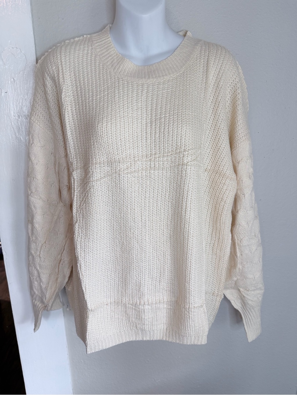 NWOT Cream Cable Knit Lightweight Sweater 2XL